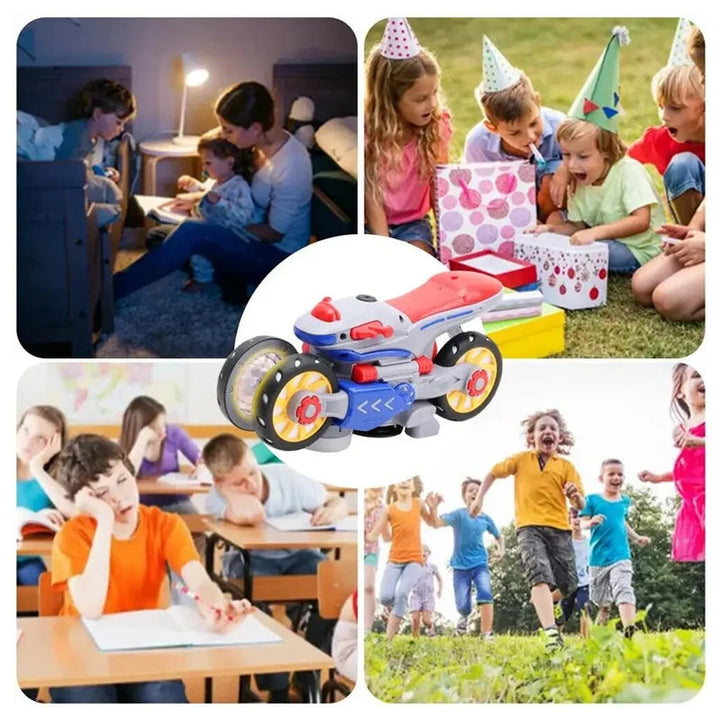Kids' battery-operated transforming motorcycle, promotes child development