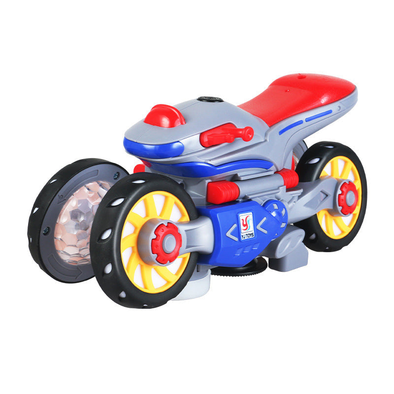 Detailed view of kids' transforming motorcycle electric toy
