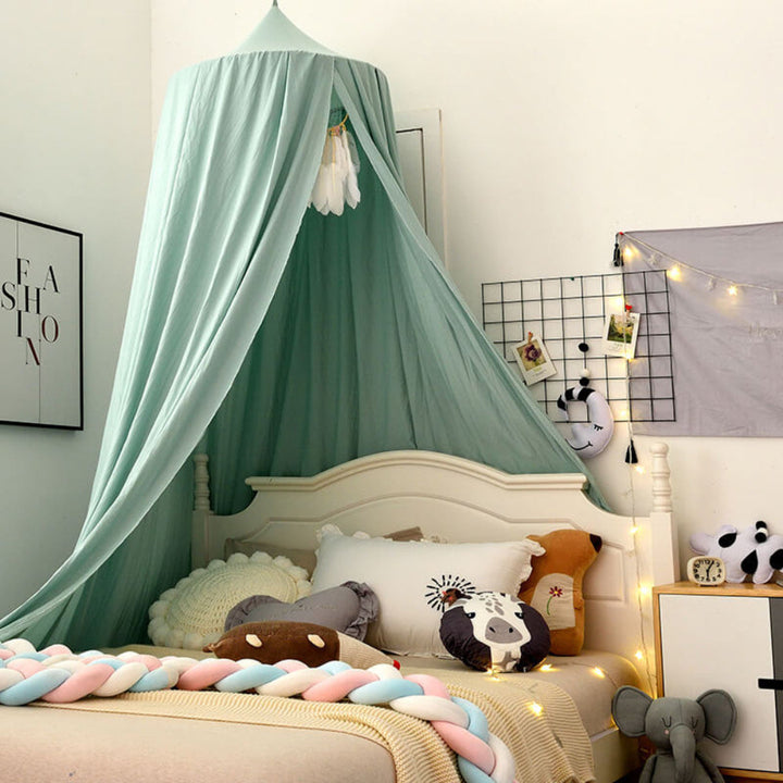 Decorative canopy bed net for kids, transforming a bedroom into a cozy, imaginative play space.