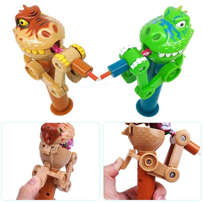 Cute dinosaur lollipop holder toy, an engaging novelty item for children that offers candy storage
