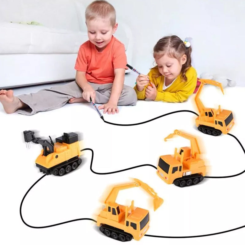 Green inductive follow-the-line car, a novelty toy for children, playing