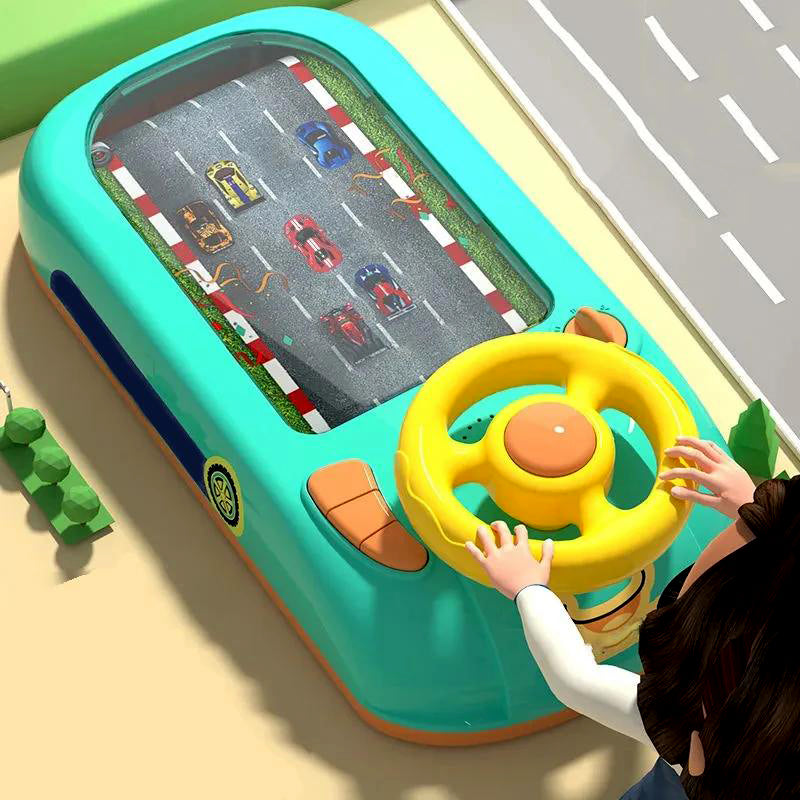 Fun kids' racing game steering wheel. Electronic adventure toy provides engaging interactive play for toddlers and children.