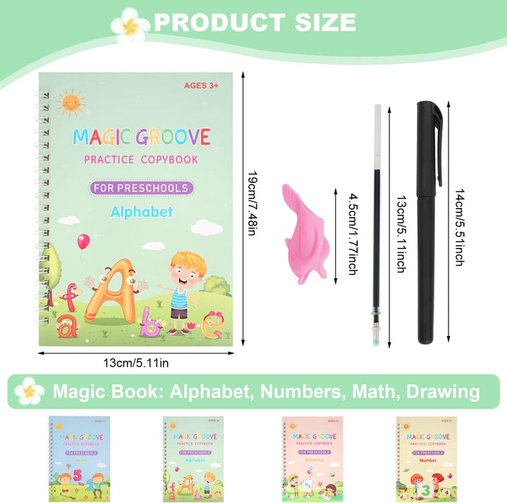 Stack of kids' reusable practice books for developing fine motor skills and cognitive abilities