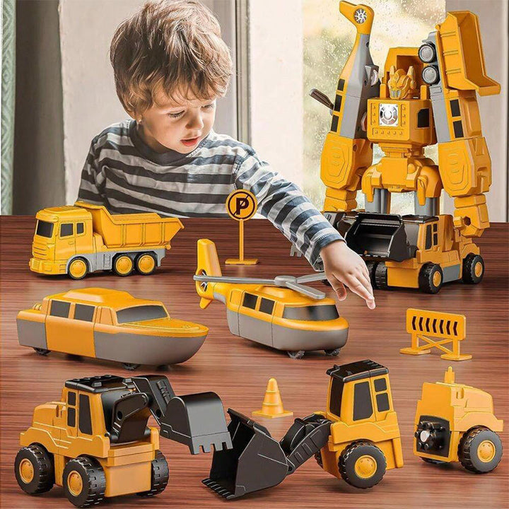 Kids' building blocks magnetic set, engineering vehicles for creative play