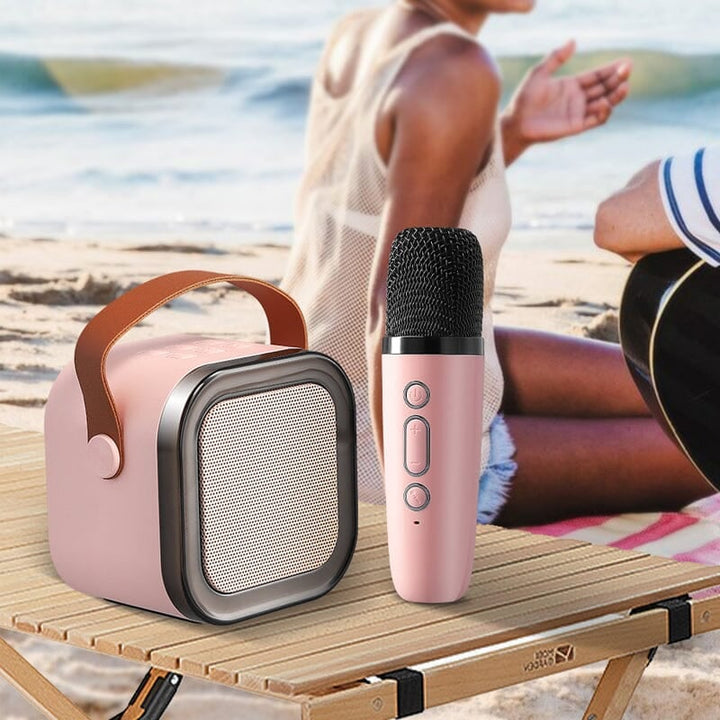 Small karaoke machine for children, lightweight and easy to carry to playdates.