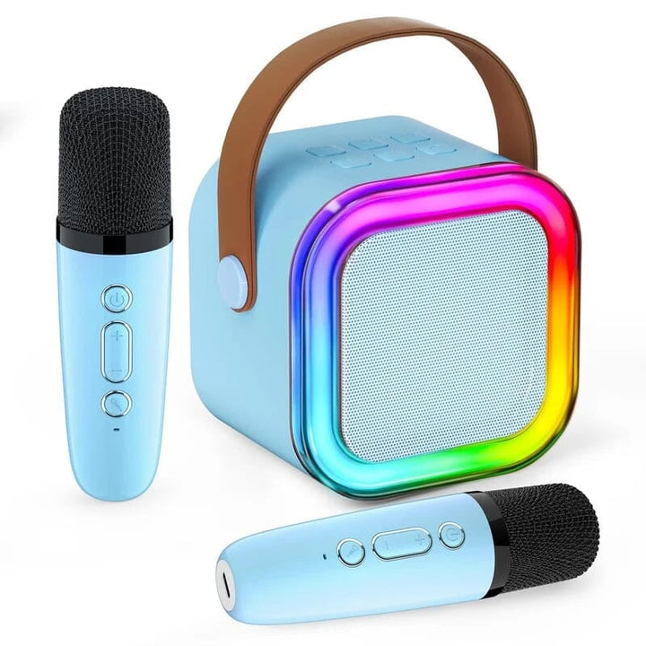 Family fun: kids mini karaoke machine with two wireless microphones for all ages.