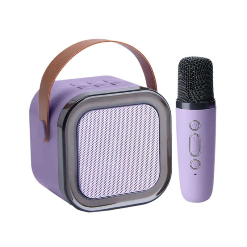 Toddler-friendly mini karaoke machine, robust and easy for small hands to use.