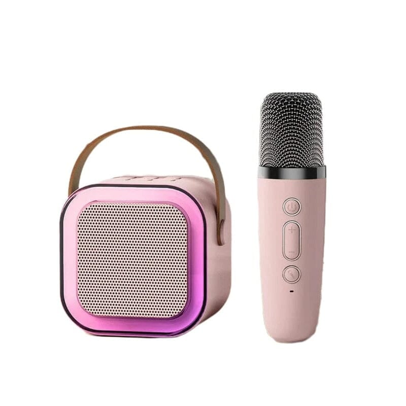 Kids' vocal training toy: portable karaoke machine with dual wireless microphones.