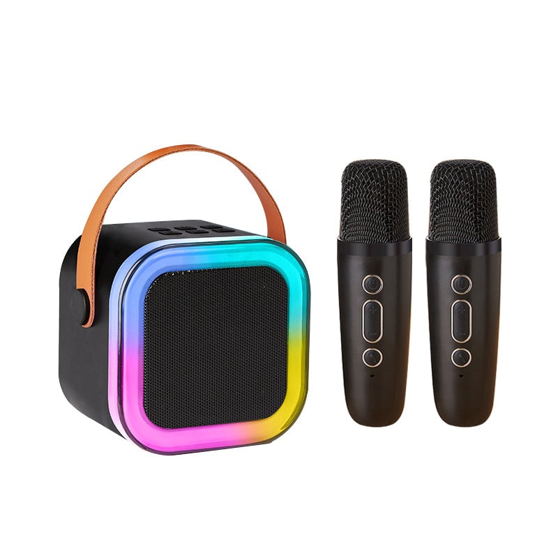 Mini karaoke machine designed for kids' hands, comfortable to hold and use.