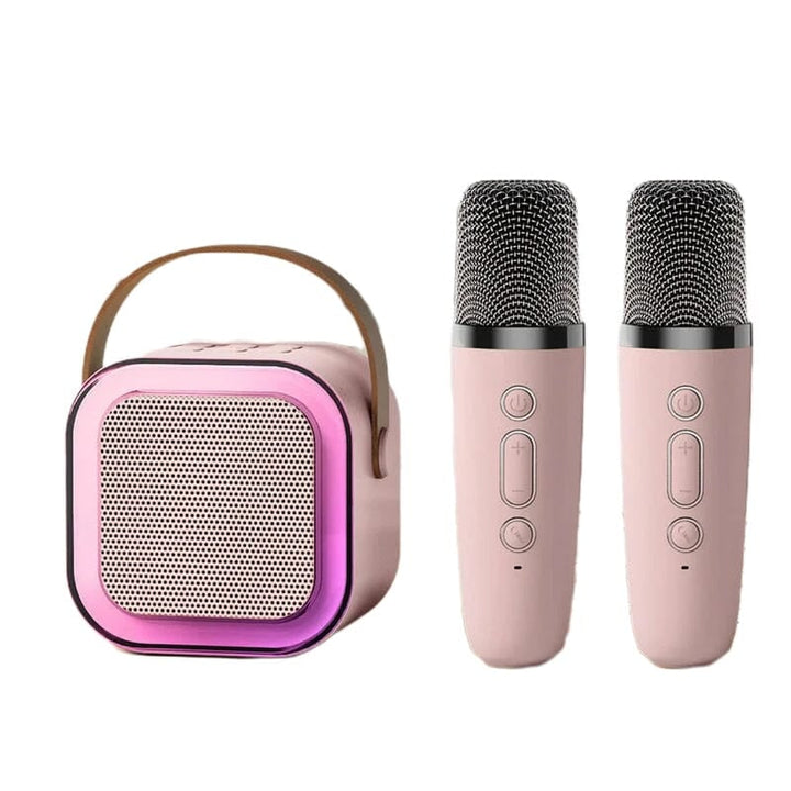 Kids' karaoke machine with vibrant LED lights, adding excitement to performances.