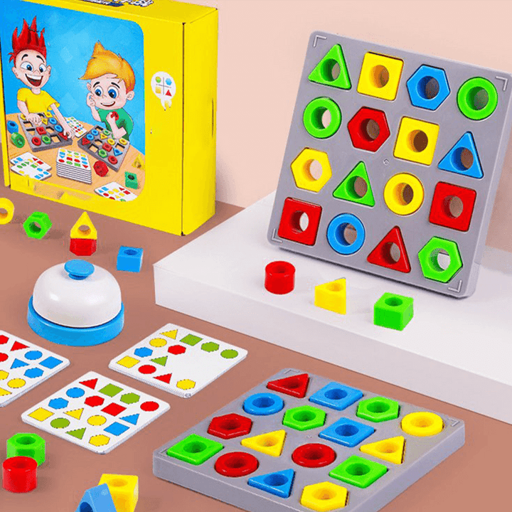 Kids' multi-colored shape matching puzzle fostering sensory play and color recognition skills