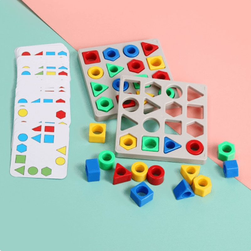 Shape matching learning game for toddlers, enhancing fine motor skills and color identification