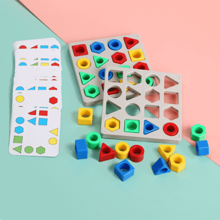 Shape matching learning game for toddlers, enhancing fine motor skills and color identification