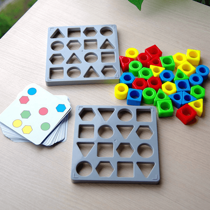Child enjoying a shape matching activity, learning colors and forms through interactive play