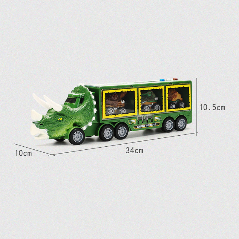 Toy playset: a large dinosaur truck with storage for multiple dinosaur action figures