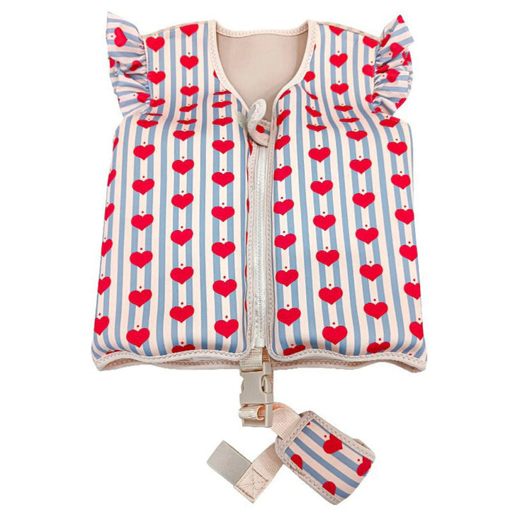 Kids' neoprene swim vest for water confidence, safety, and learning. Adjustable child floatie for pool or beach.