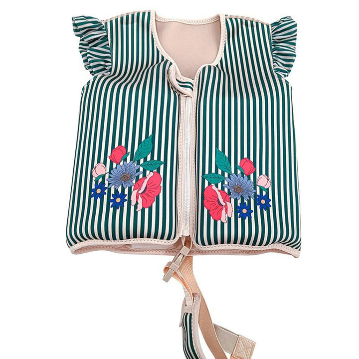 Adjustable neoprene swim vest for kids, providing water confidence and safety for young swimmers in pools.