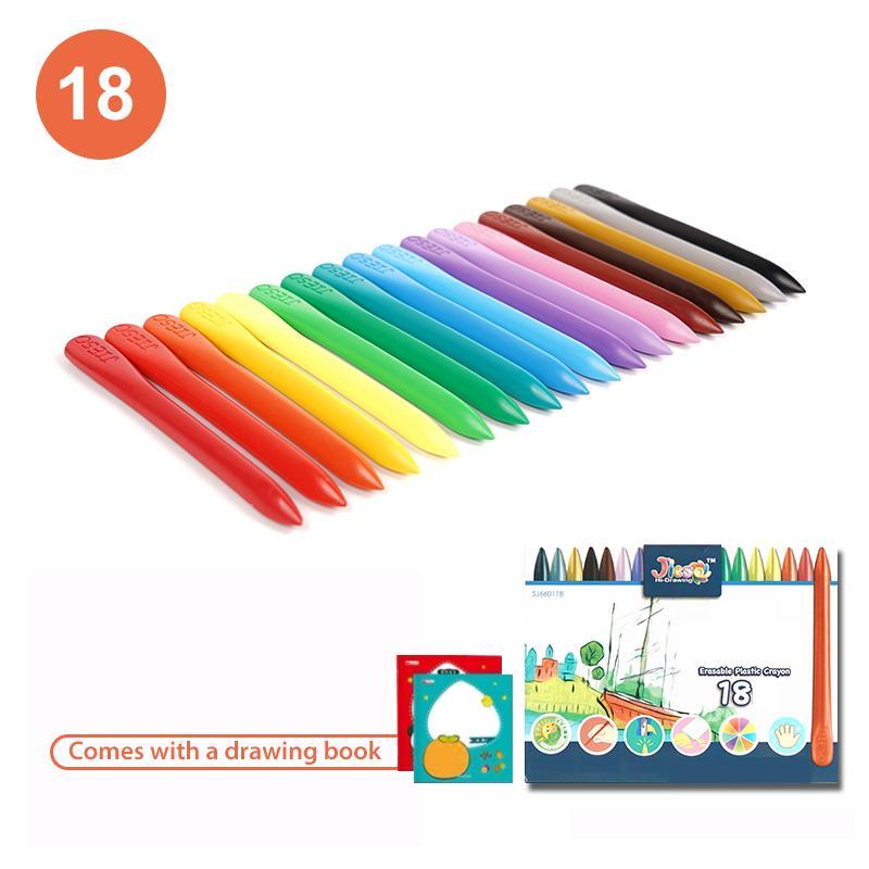 Packaging of a kids' organic bean-shaped drawing crayons set, highlighting non-toxic quality