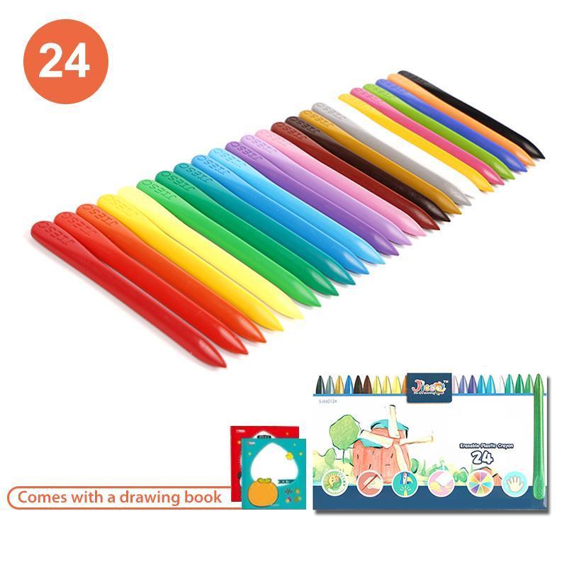 Full set of colorful, non-toxic organic bean-shaped crayons for kids' drawing and creative activities