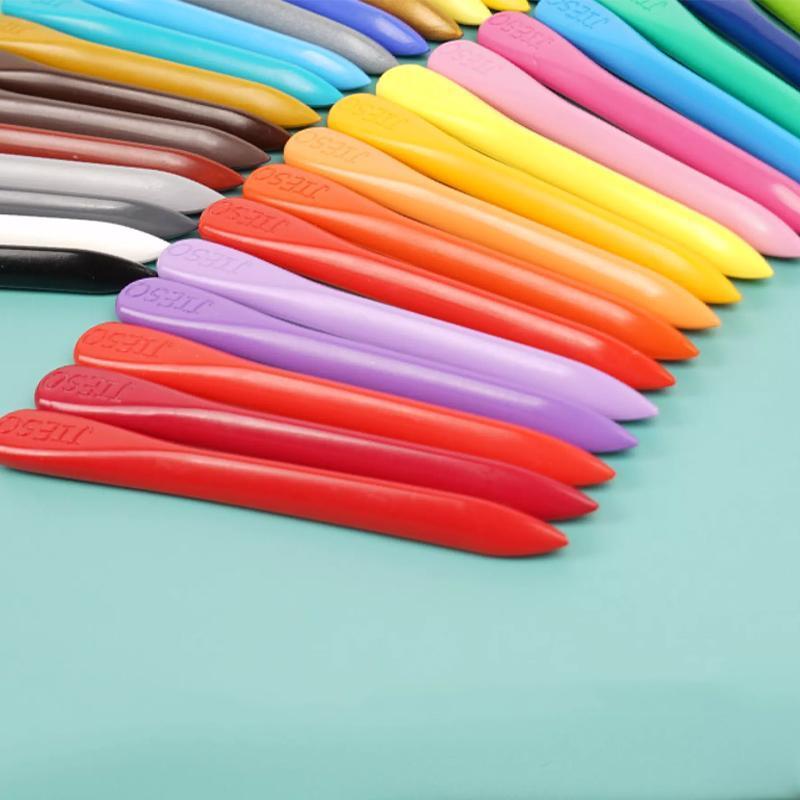 Organic bean-shaped drawing crayons arranged neatly, ideal for young artists' educational art