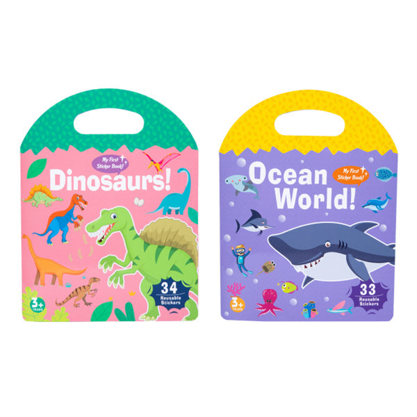 Educational quiet book open to a page with geometric shapes, using jelly stickers for matching
