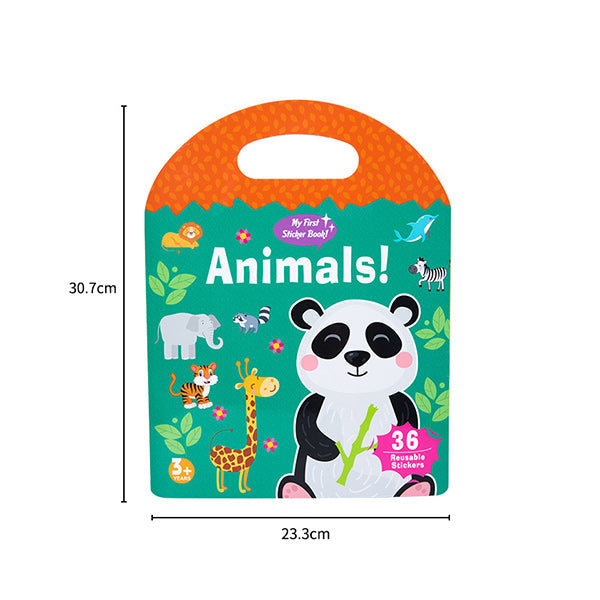 Educational quiet book for children, with scenes for number and letter recognition using stickers