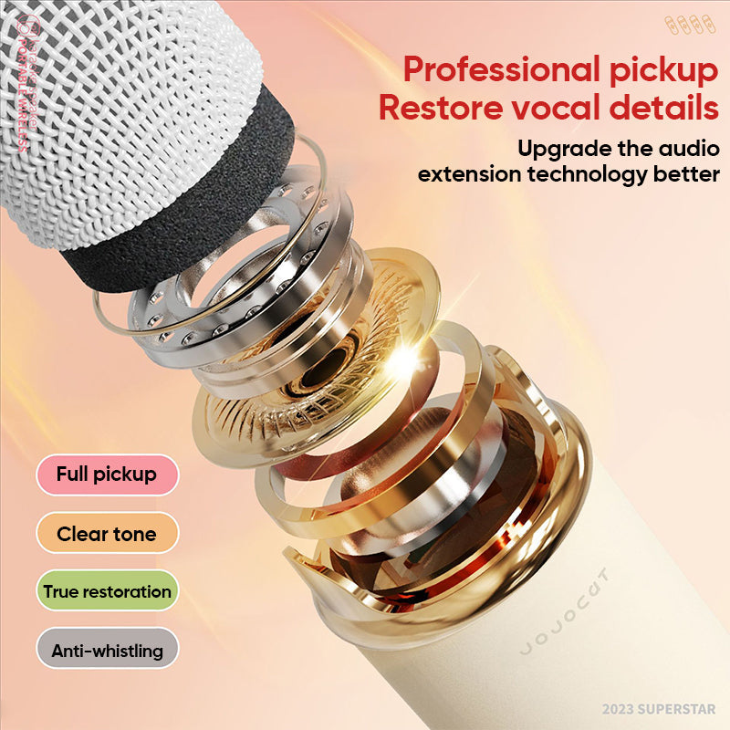 Pink kids' karaoke speaker and wireless microphone set, ideal for young pop stars, battery-powered.