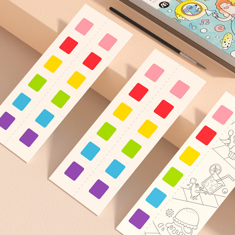 Portable watercolor painting book kit shown with multiple themed pages