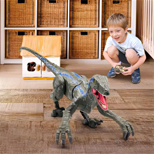Kids' remote control Velociraptor dinosaur toy, a thrilling RC electronic animal for interactive play.