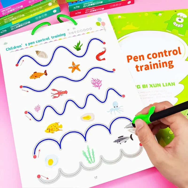 Kids writing practice workbook, a reusable educational toy for drawing and learning.