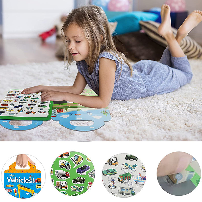 Toddler learning sticker book, featuring reusable stickers and engaging educational activities