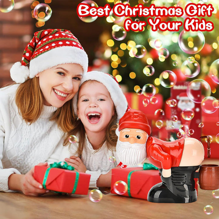 Kids' Santa Bubble Machine with flashing lights & festive music, perfect Christmas toy and party favor