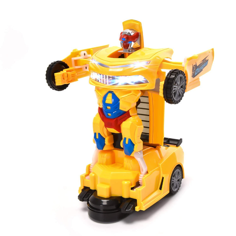 Kids' interactive toy car that transforms, plays music, and lights up, a great gift for young enthusiasts.
