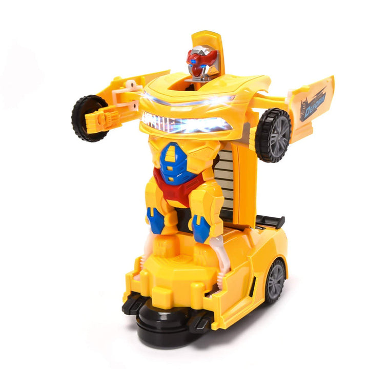 Kids' interactive toy car that transforms, plays music, and lights up, a great gift for young enthusiasts.
