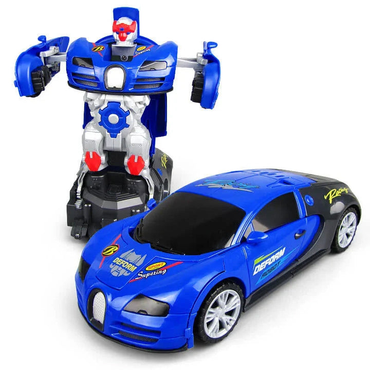 Detailed shot of the transforming car toy's wheels and chassis, showcasing its quality and electronic components.
