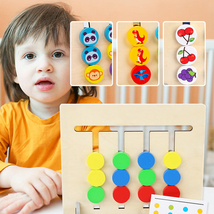 Detail of a wooden logic puzzle piece, smooth finish, safe educational toy for toddlers