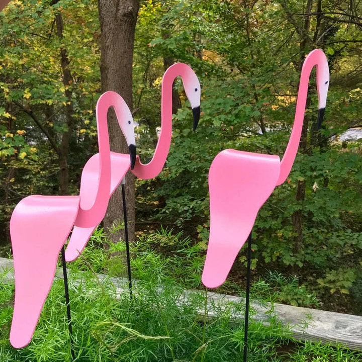 Flamingo garden ornament, decorative wind spinner, brings motion and color to your outdoor living area