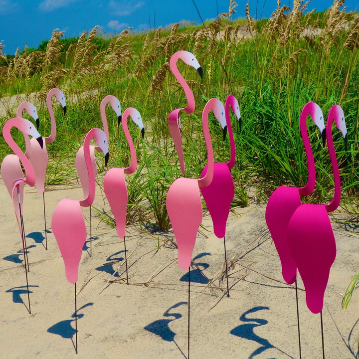 Stylish flamingo kinetic sculpture, durable metal for outdoor garden and yard decoration