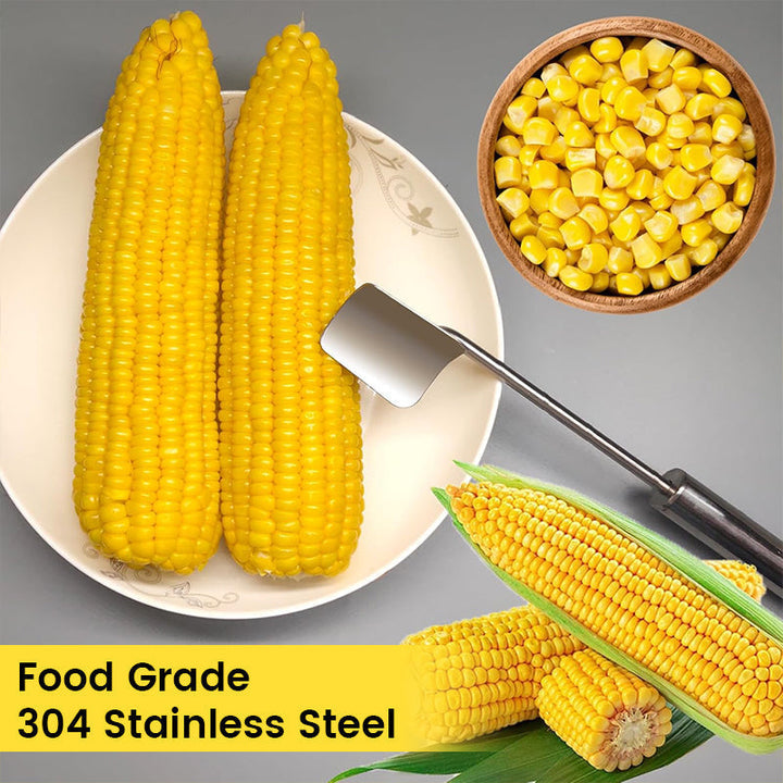 Stainless steel corn cob stripper tool, ergonomic design for safe food prep in kitchen