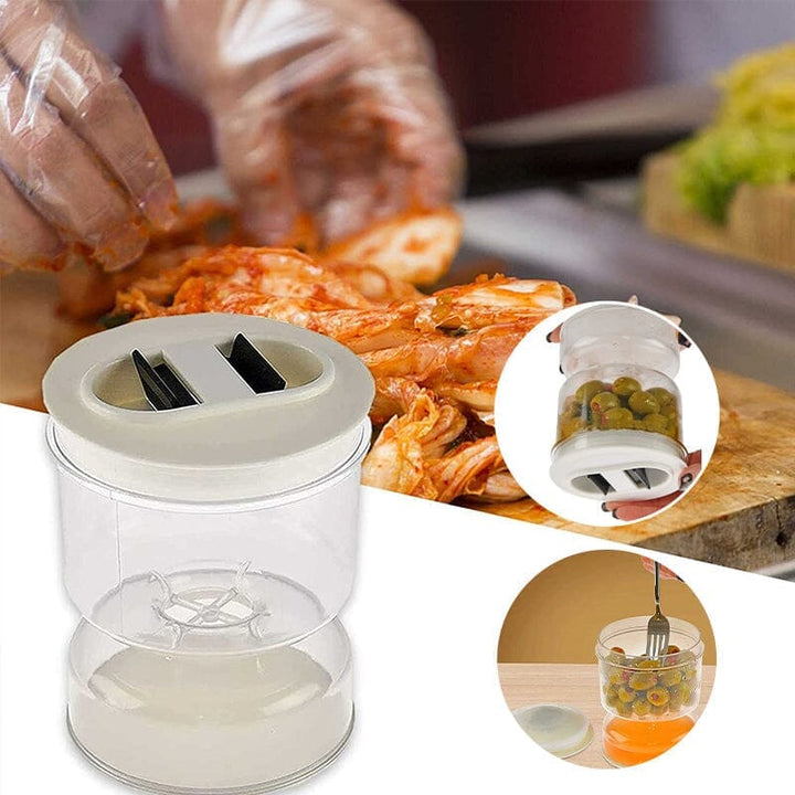 Kitchen Pickle & Olive Jar with Strainer, clear glass, airtight lid, for food storage
