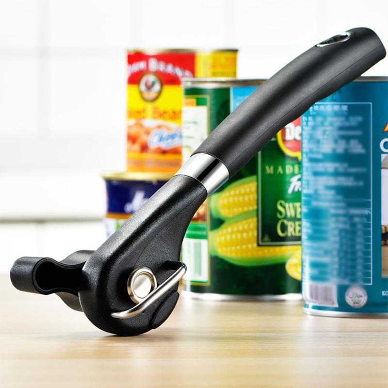 Packaging for the Kitchen Safe Edge Can Opener, emphasizing its 'safe kitchen' features.