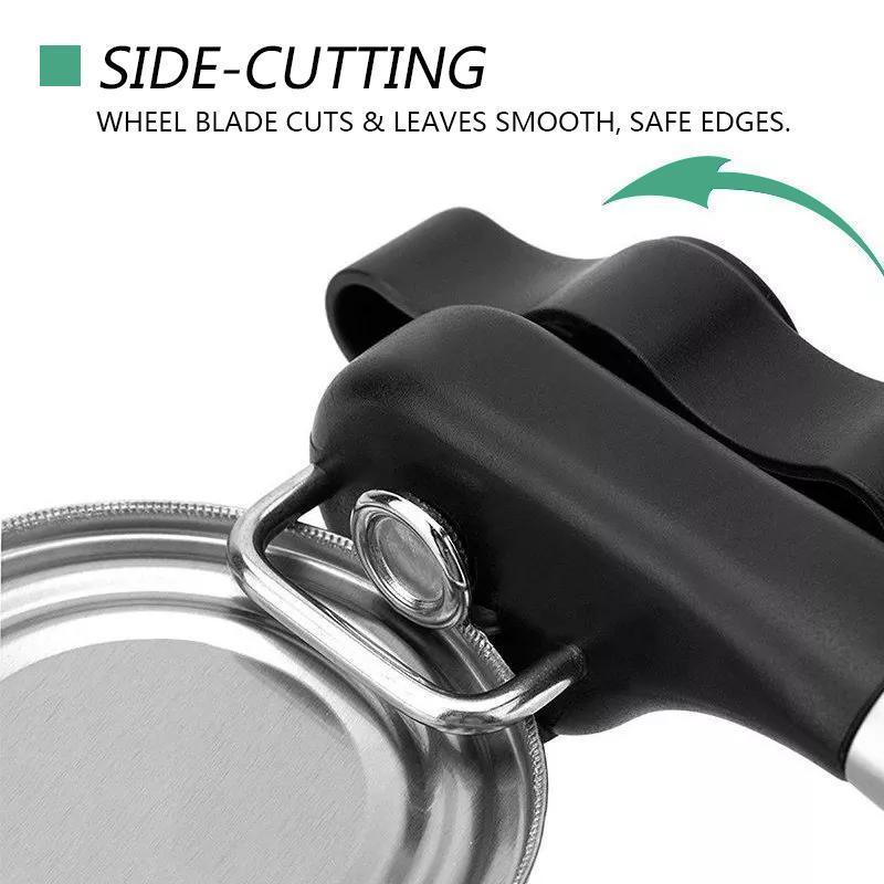 Kitchen Safe Edge Can Opener in use, demonstrating its safe kitchen design for opening cans effortlessly.