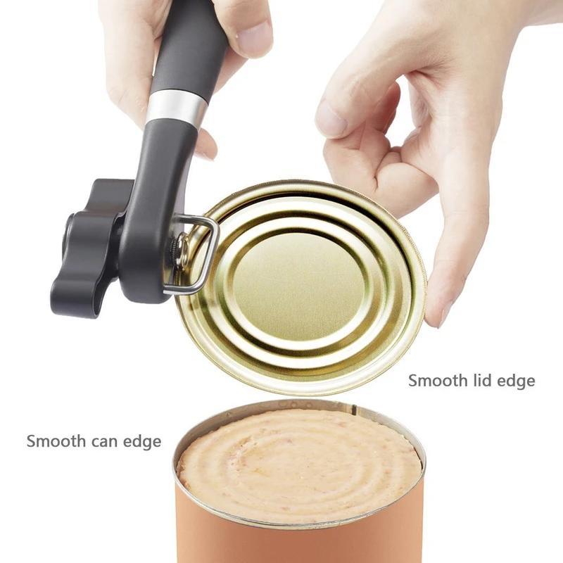 Side view of the Kitchen Safe Edge Can Opener, highlighting its sleek design and robust construction.