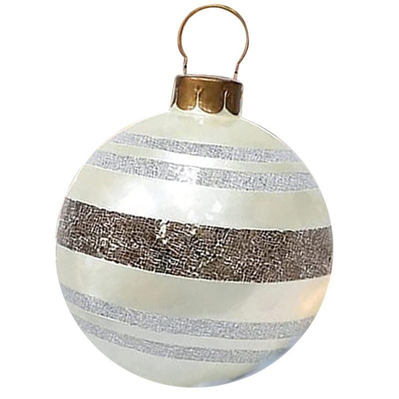 Outdoor holiday inflatable sphere, red Christmas ball with a star pattern design