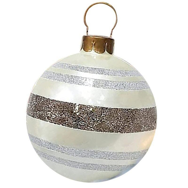 Outdoor holiday inflatable sphere, red Christmas ball with a star pattern design