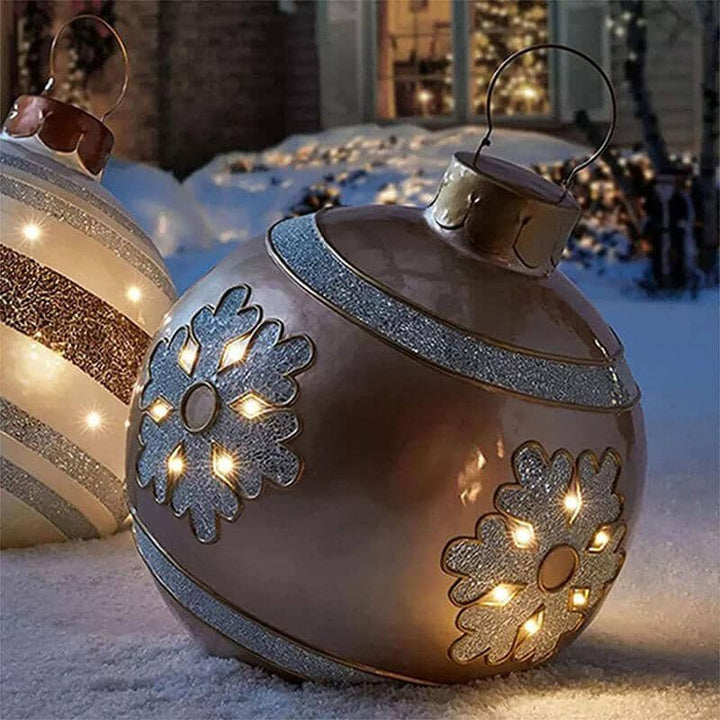 Outdoor Christmas PVC inflatable ball, red with white snowflake design, holiday decoration