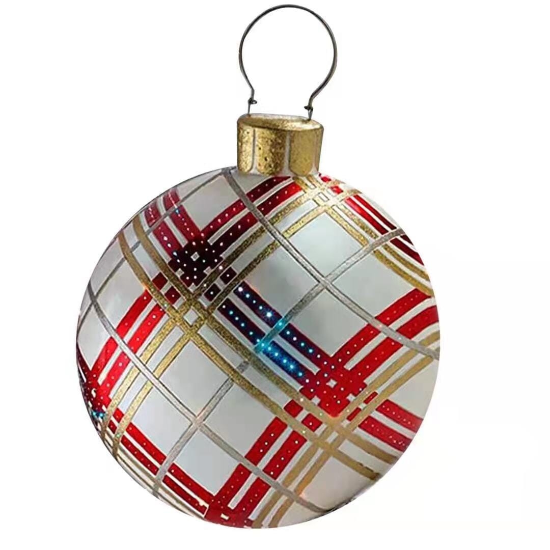 Bright red inflatable Christmas ball, eye-catching outdoor holiday decor accent