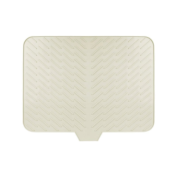 Comparison of large and small gray silicone dish drying mats, showcasing size options for diverse kitchen needs