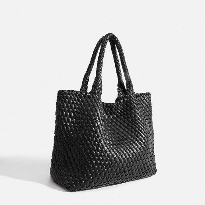 Versatile large woven tote bag, chic women's shoulder carryall for any occasion.