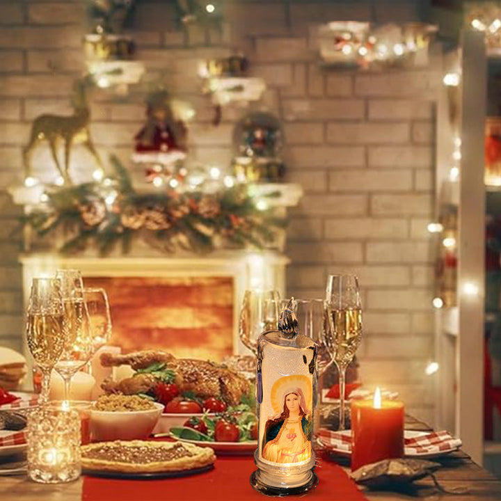 Set of flameless LED prayer candles, ideal for religious gifts and safe Catholic or Christian decor